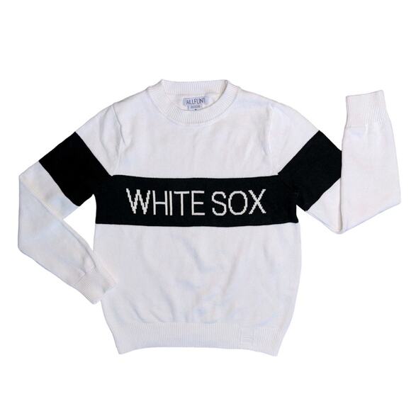 HILLFLINT White Black ‘WHITE SOX’ Crew Neck Baseball Sweater Women’s - Picture 1 of 7